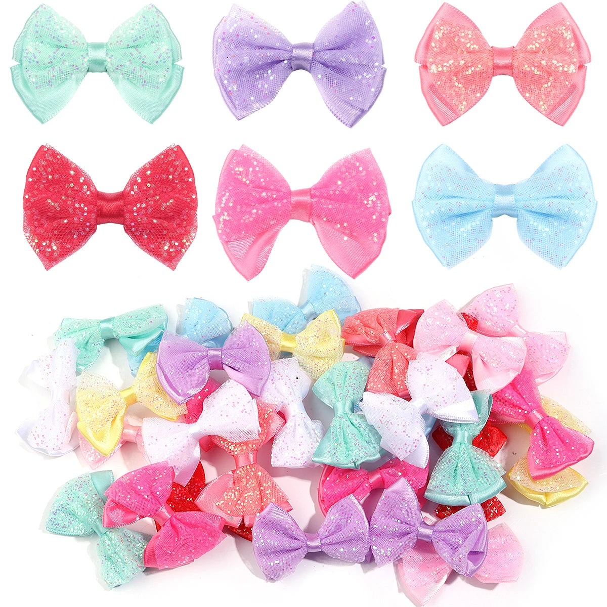 10pcs Sequin Mesh Ribbon Bows – Multicolor DIY Craft Decor Craft Ribbon Bows PLUSH