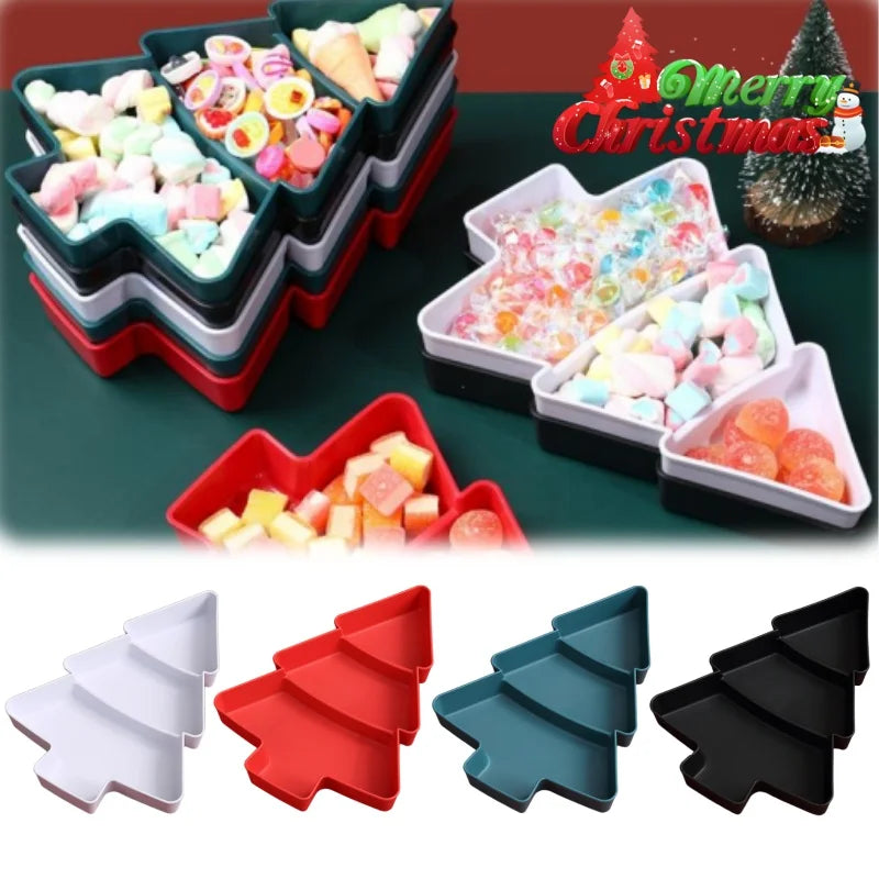 Christmas Tree 3-Tier Snack Tray – Fruit & Candy Serving Dish Tiered Serving Tray PLUSH