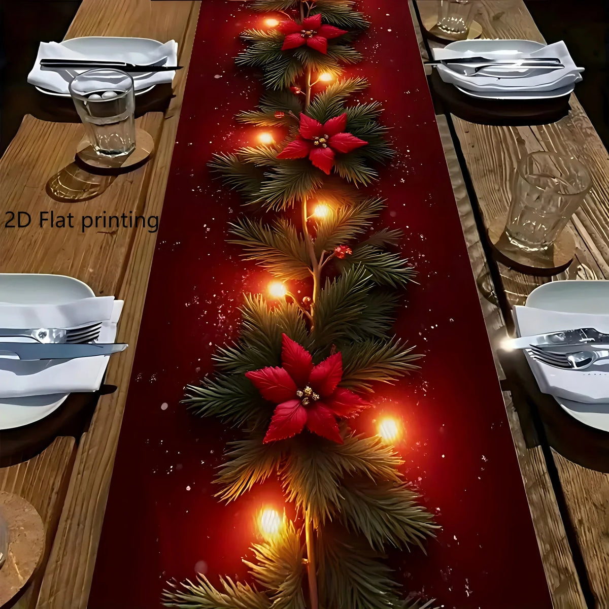 Christmas Pine Branch Table Runner – Festive Holiday Décor Holiday Table Runner PLUSH