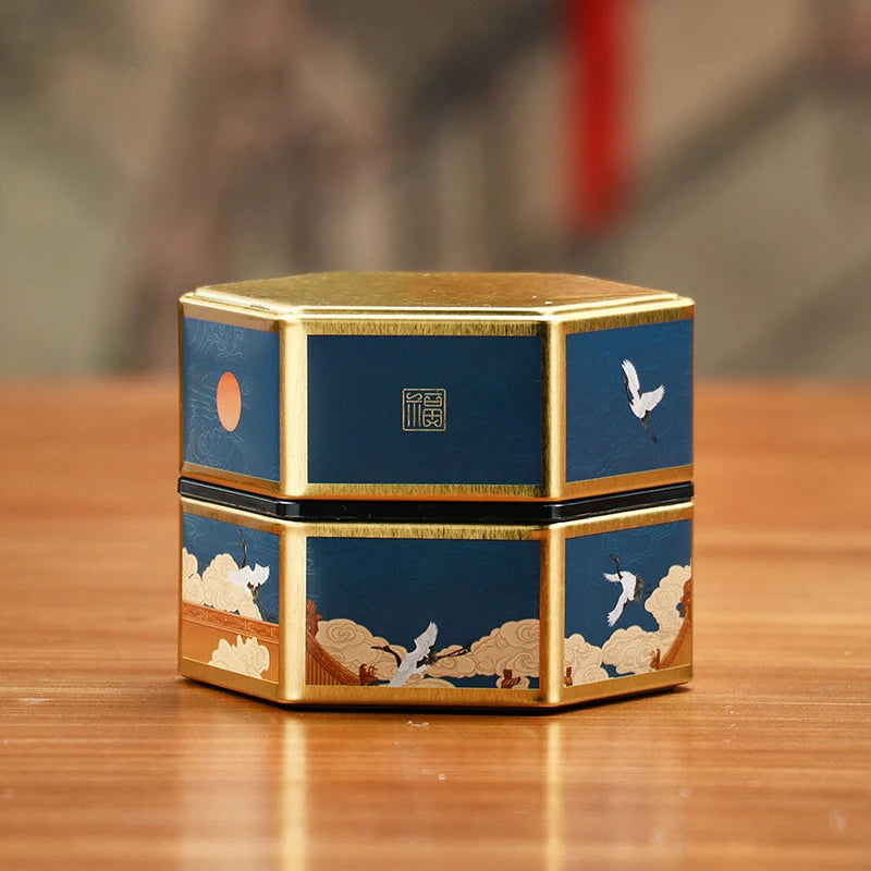 Hexagonal Tinplate Tea Storage Tin – Chinese Style Sealed Can Tea Storage Tin PLUSH 3