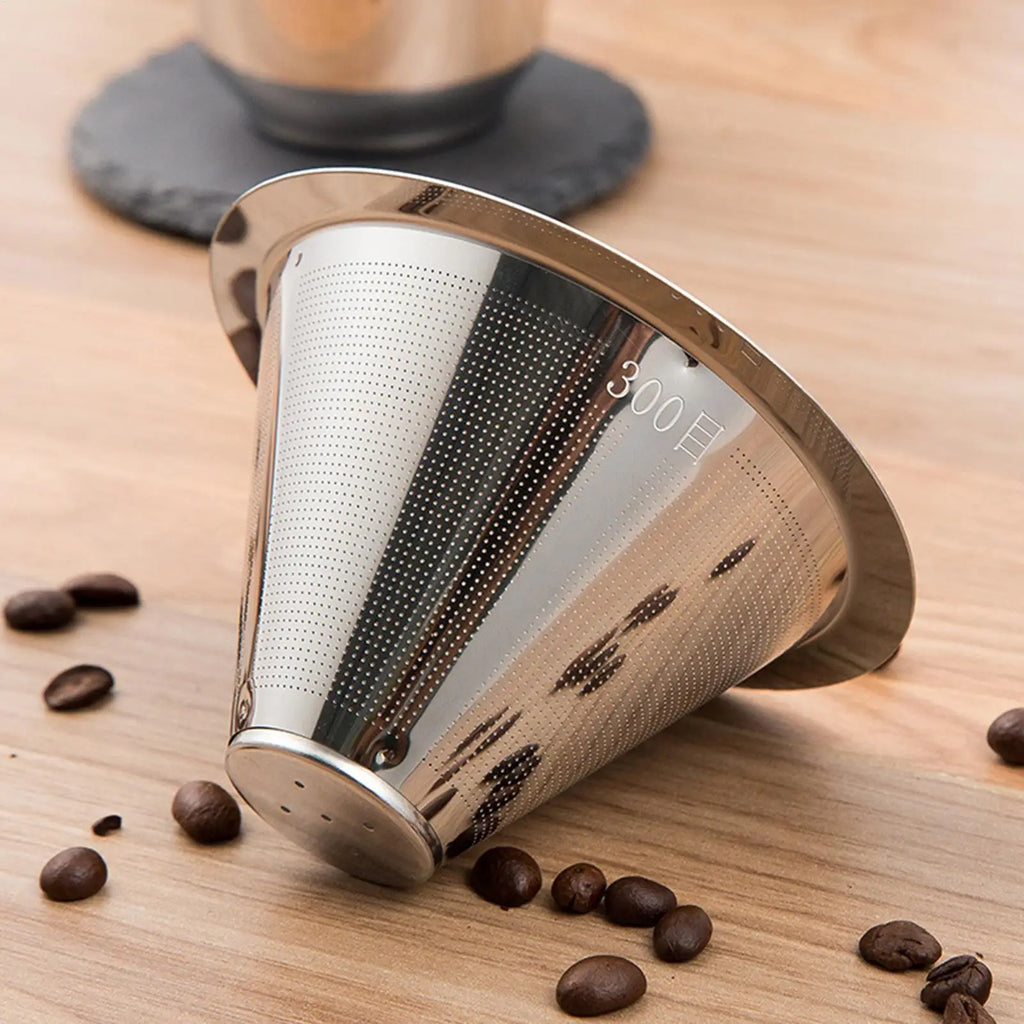 Stainless Steel Pour Over Coffee Filter – Reusable Double Layer Pour Over Coffee Filter PLUSH