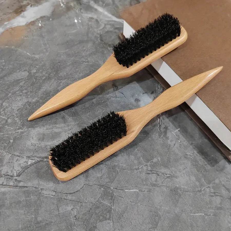 Boar Bristle Slick Back Hair Brush – Ponytail, Bun & Edge Control Hair Styling Brush PLUSH YELLOW