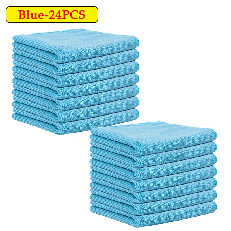 Microfiber Car Wash & Cleaning Towels – 12 to 48 Pack Microfiber Cleaning Towels PLUSH Blue 24PCS