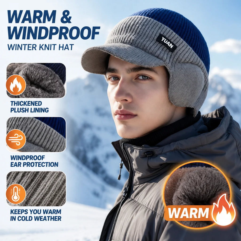 Winter Fleece Lined Knit Beanie & Windproof Ski Mask Set Winter Hat & Mask Set PLUSH