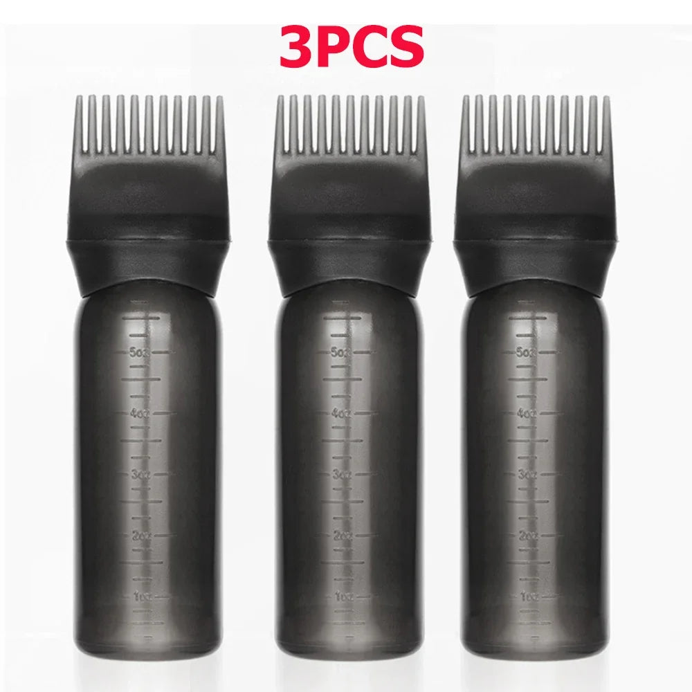 3-Pack 180ml Hair Root Scalp Applicator Bottles – Comb Tip Hair Applicator Bottle PLUSH Black-3pcs