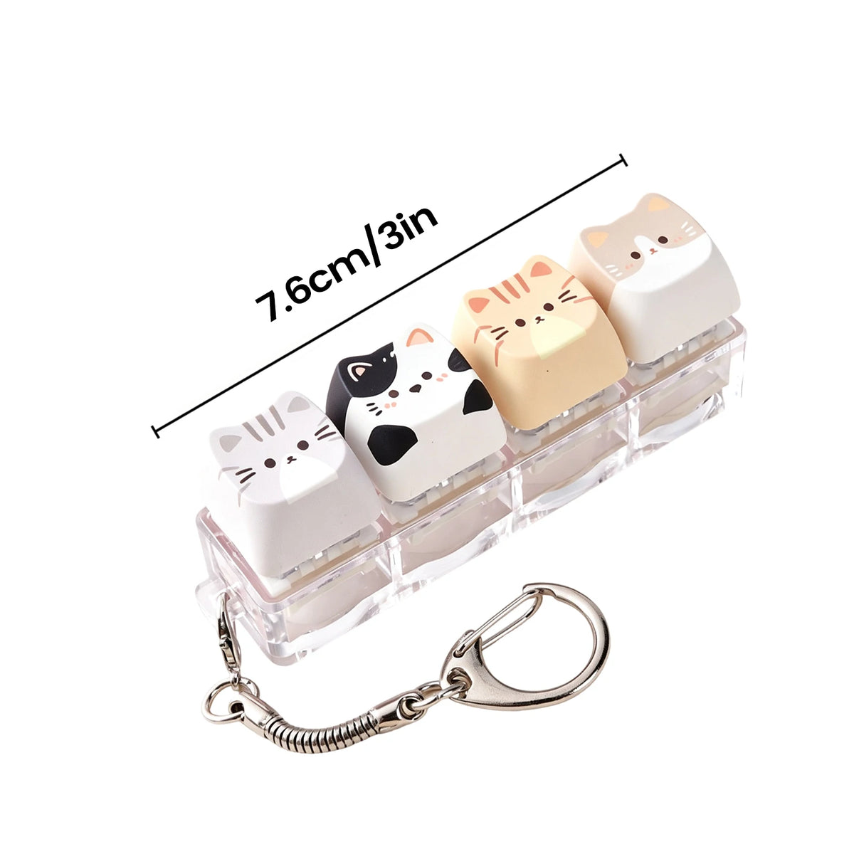 Cute Cat Keycap Fidget Keychain | Clicky Keyboard Toy Fidget Keychain Toy PLUSH B