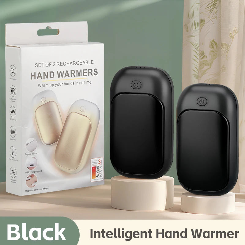 2-in-1 Plush Electric Hand Warmer | Triple Adjustable Winter Electric Hand Warmer PLUSH black