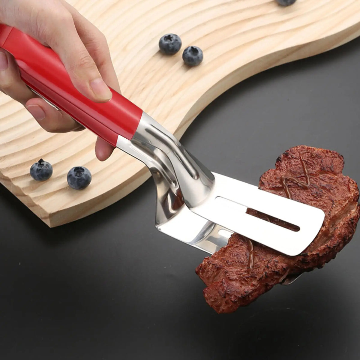 Stainless Steel Grill Clamp BBQ Tongs – 2-in-1 Spatula BBQ Grill Tongs PLUSH