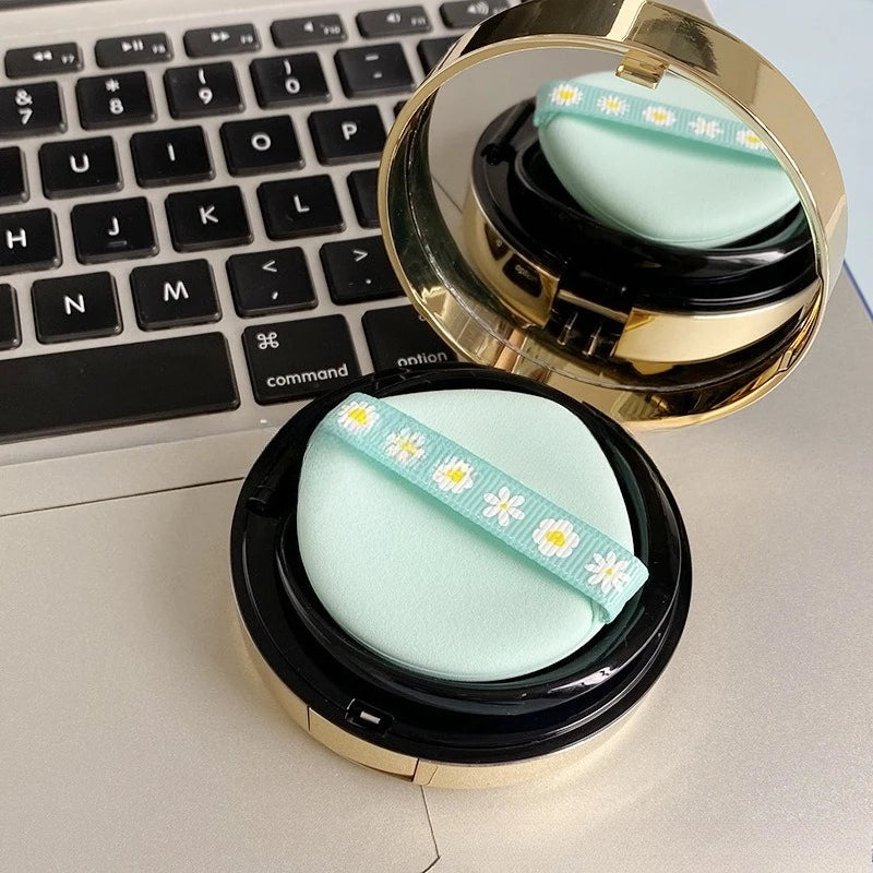Green Ribbon Air Cushion Powder Puff Set – Latex-Free Cosmetic Powder Puff PLUSH