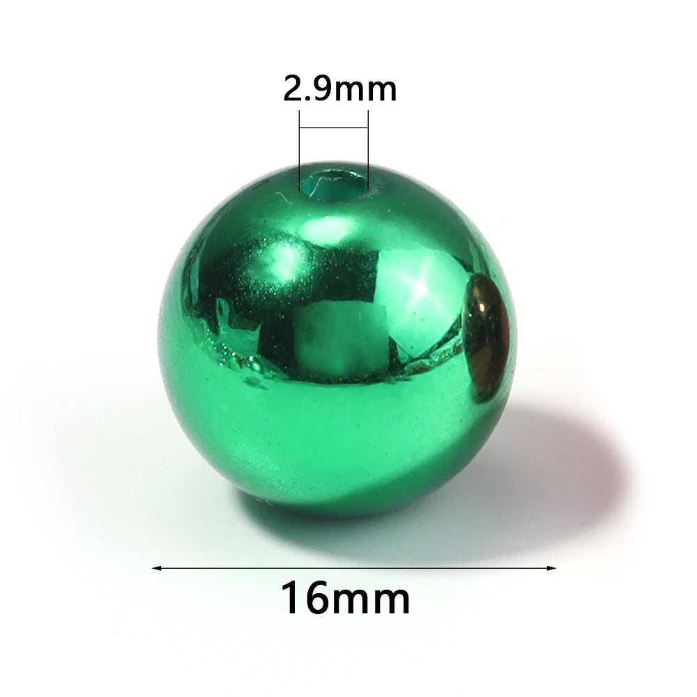 20pcs UV Metallic Round Acrylic Beads 16mm Christmas DIY Jewelry Acrylic Spacer Beads PLUSH