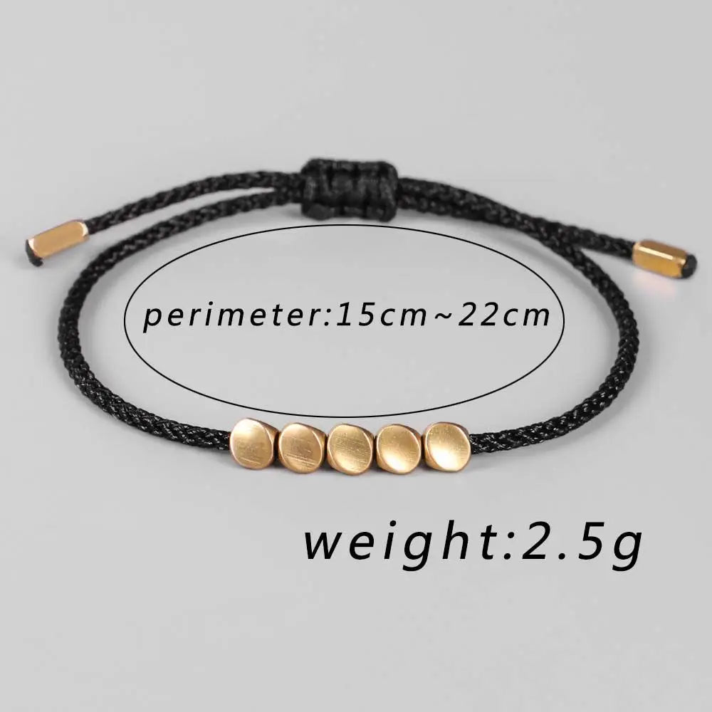 Wax Thread Friendship Bracelet with Copper Beads – Unisex Friendship Bracelet PLUSH