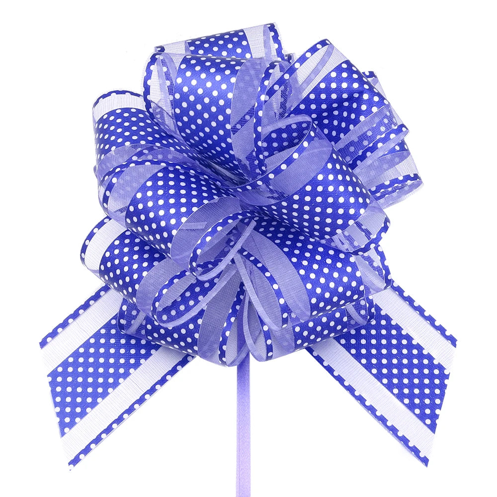 2pcs Polka Dot Pull Bow Ribbons 15cm – Gift Wrap Decoration Gift Wrap Bow PLUSH Blue