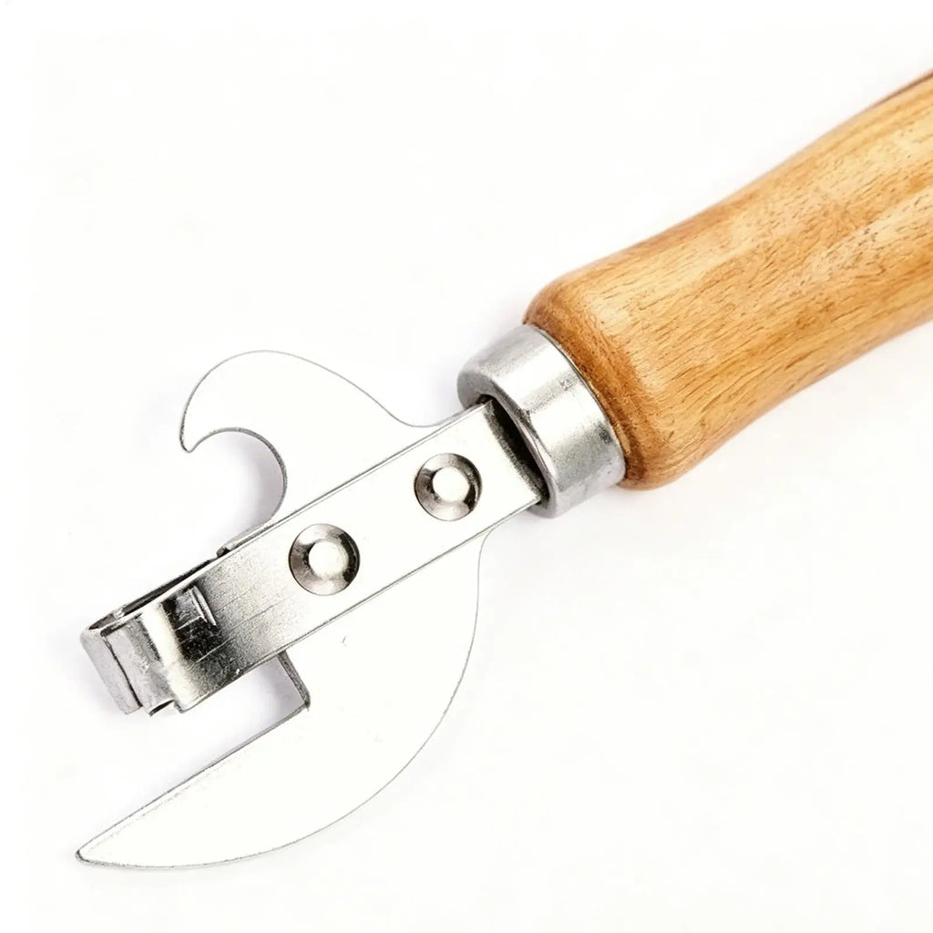 Stainless Steel Manual Can Opener – Wood Handle Kitchen Tool Manual Can Opener PLUSH