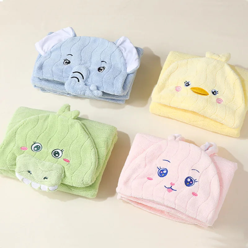 Animal Hooded Baby Bath Towel – Soft Newborn Swaddle 80x120cm Hooded Baby Towel PLUSH