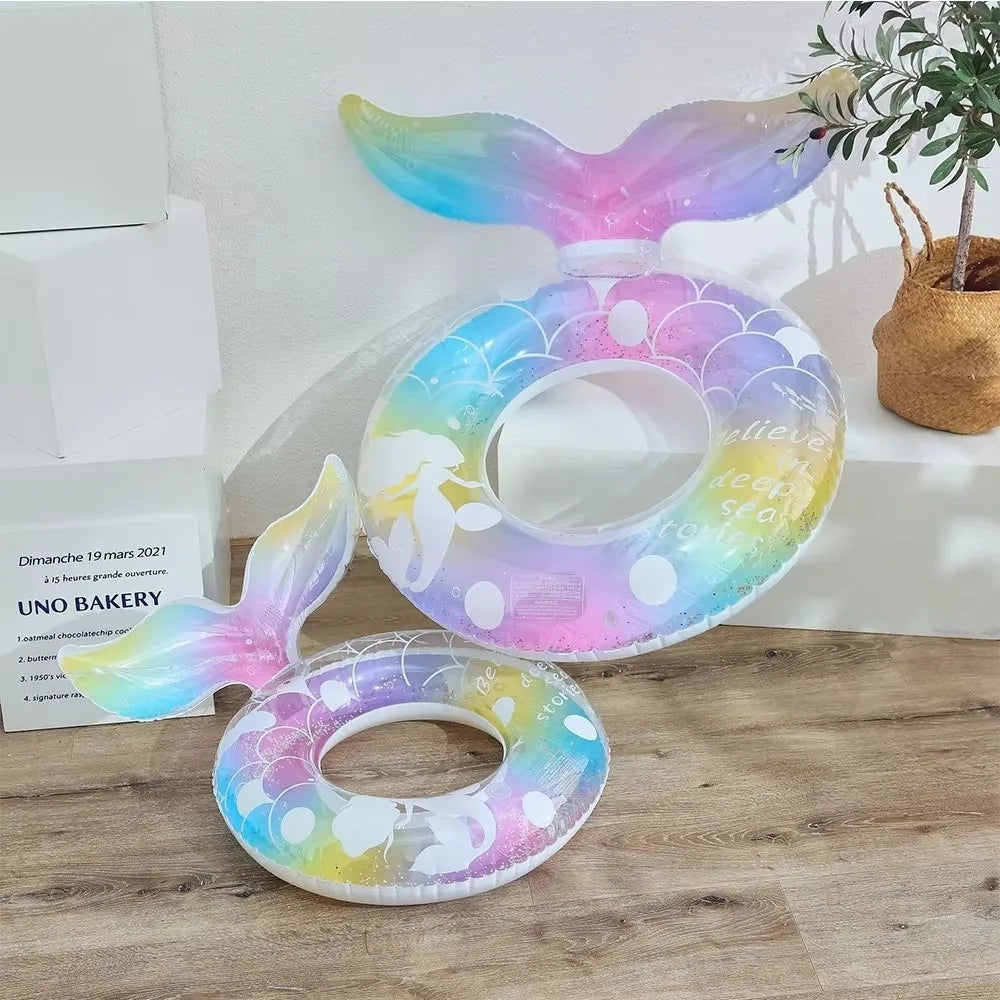 Glitter Mermaid Inflatable Swim Ring with Handle | Pool Float Inflatable Pool Float PLUSH