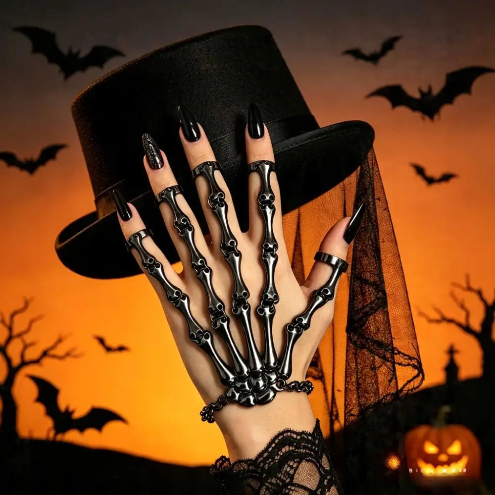 Gothic Skeleton Claw Five-Finger Bracelet – Adjustable Metal Gothic Claw Bracelet PLUSH