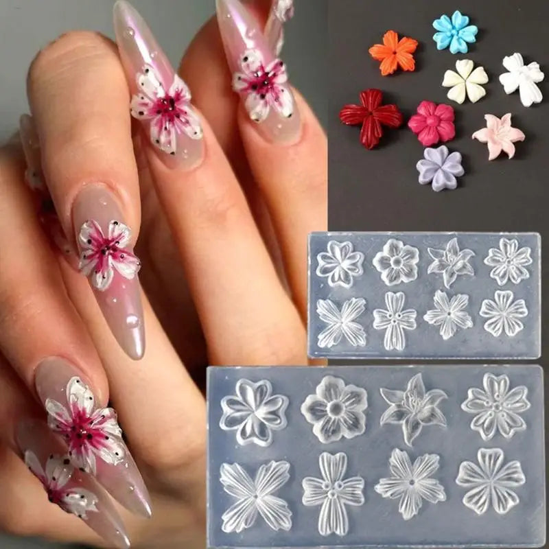 Silicone 3D Flower Nail Art Mold – Reusable Petal Template Nail Art Mold PLUSH