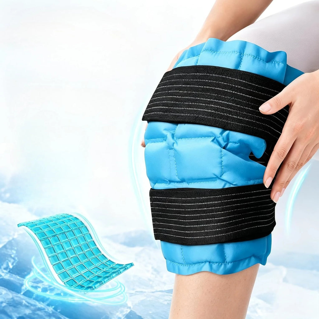 2-in-1 Reusable Hot & Cold Knee Wrap | Adjustable Gel Ice Pack Hot Cold Therapy Wrap PLUSH