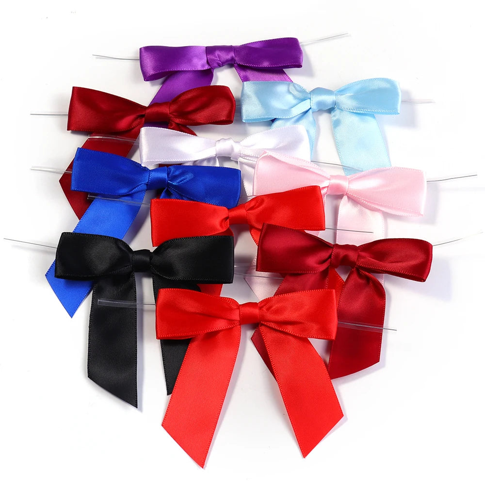 10pcs Satin Twist Tie Bows – Multicolor Gift & Candy Bag Ribbon Satin Ribbon Bows PLUSH mixed 9x9cm