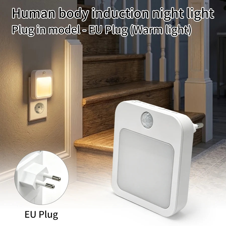 Motion Sensor LED Night Light – Dimmable Plug-In Lamp | GGBEE Motion Sensor Night Light PLUSH Warm EU 220V