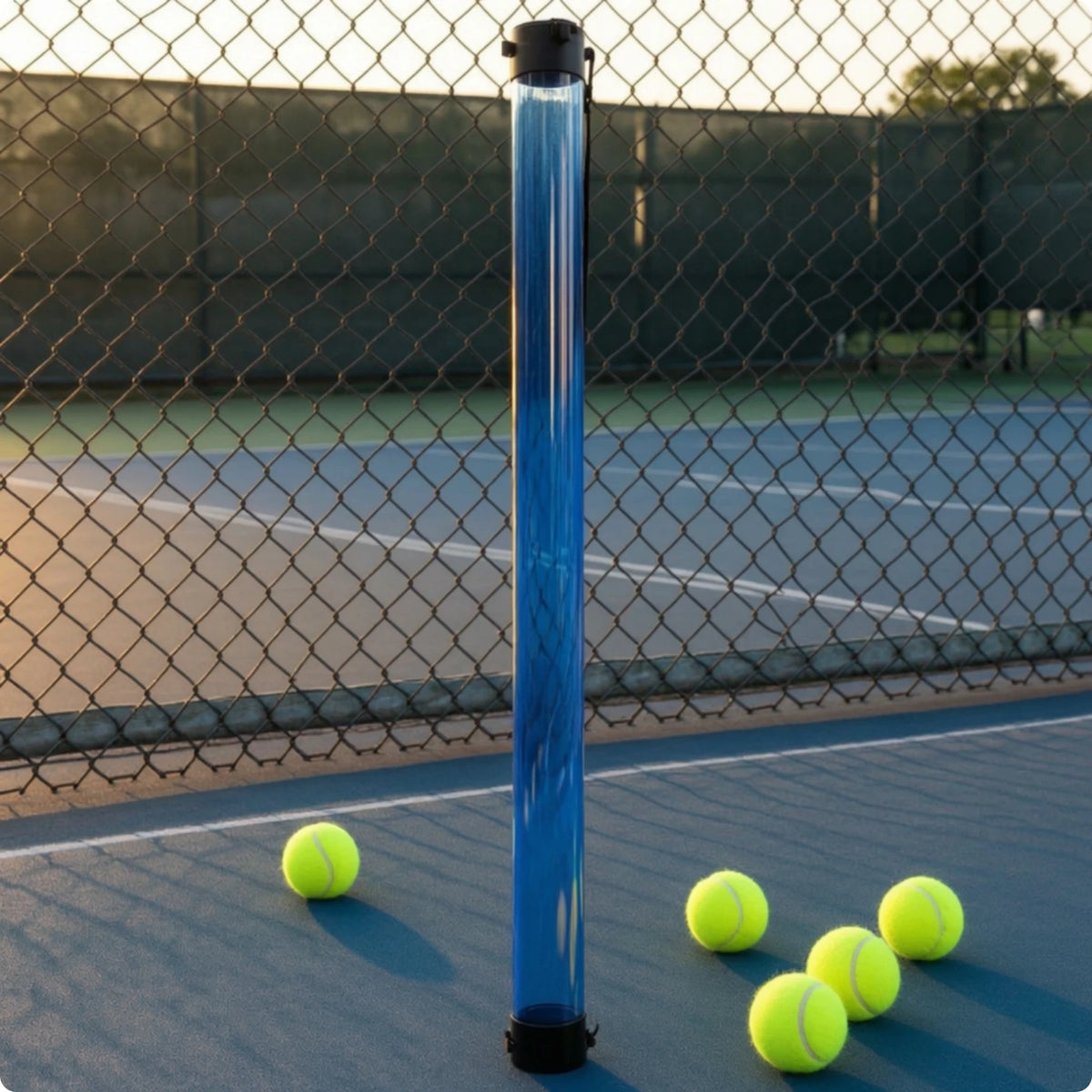 Tennis Ball Pickup Tube – Clear Slim Collector, 10–20 Balls Tennis Ball Collector PLUSH Blue