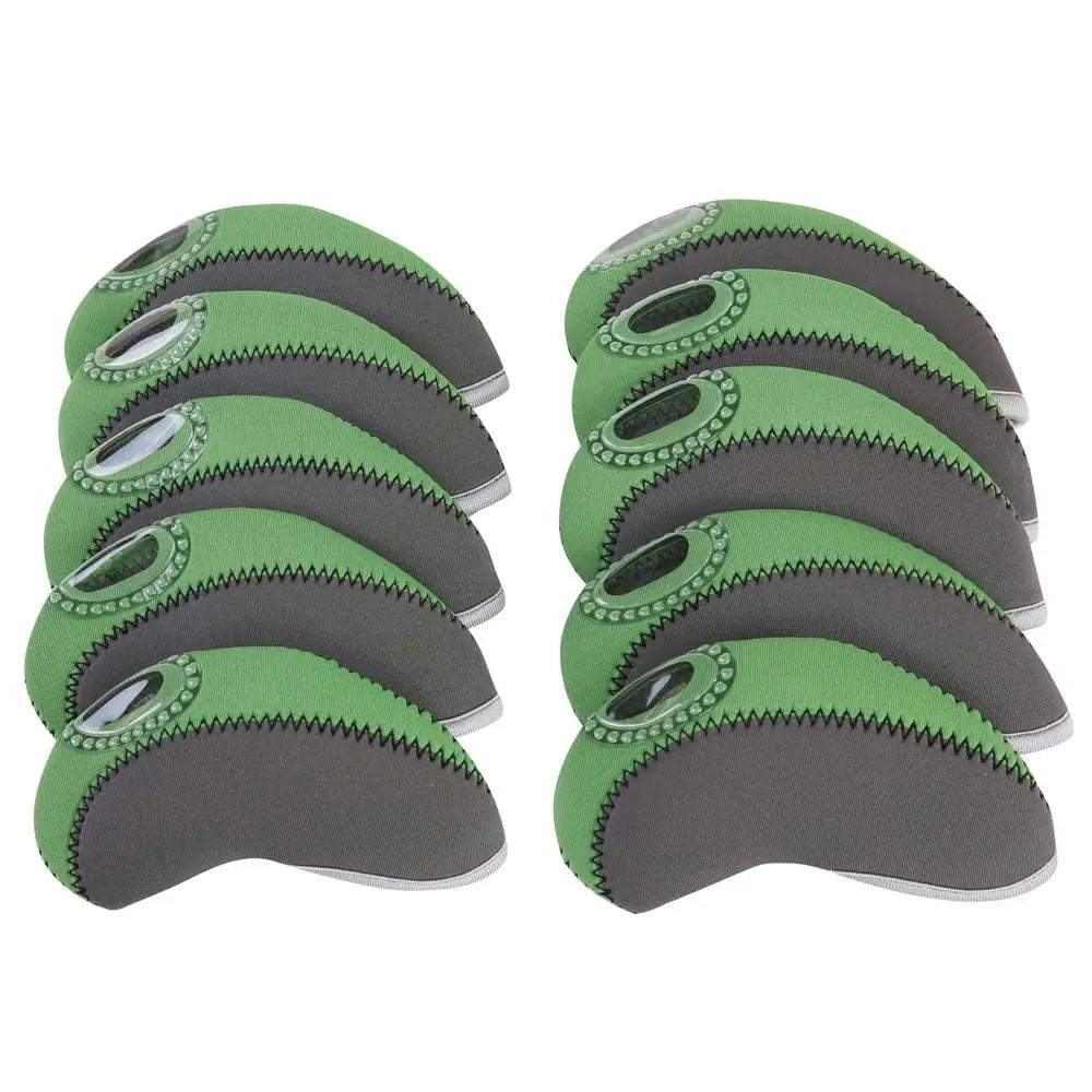 Golf Iron Head Covers Set 10pcs – Protective Club Headcovers Golf Head Covers PLUSH green