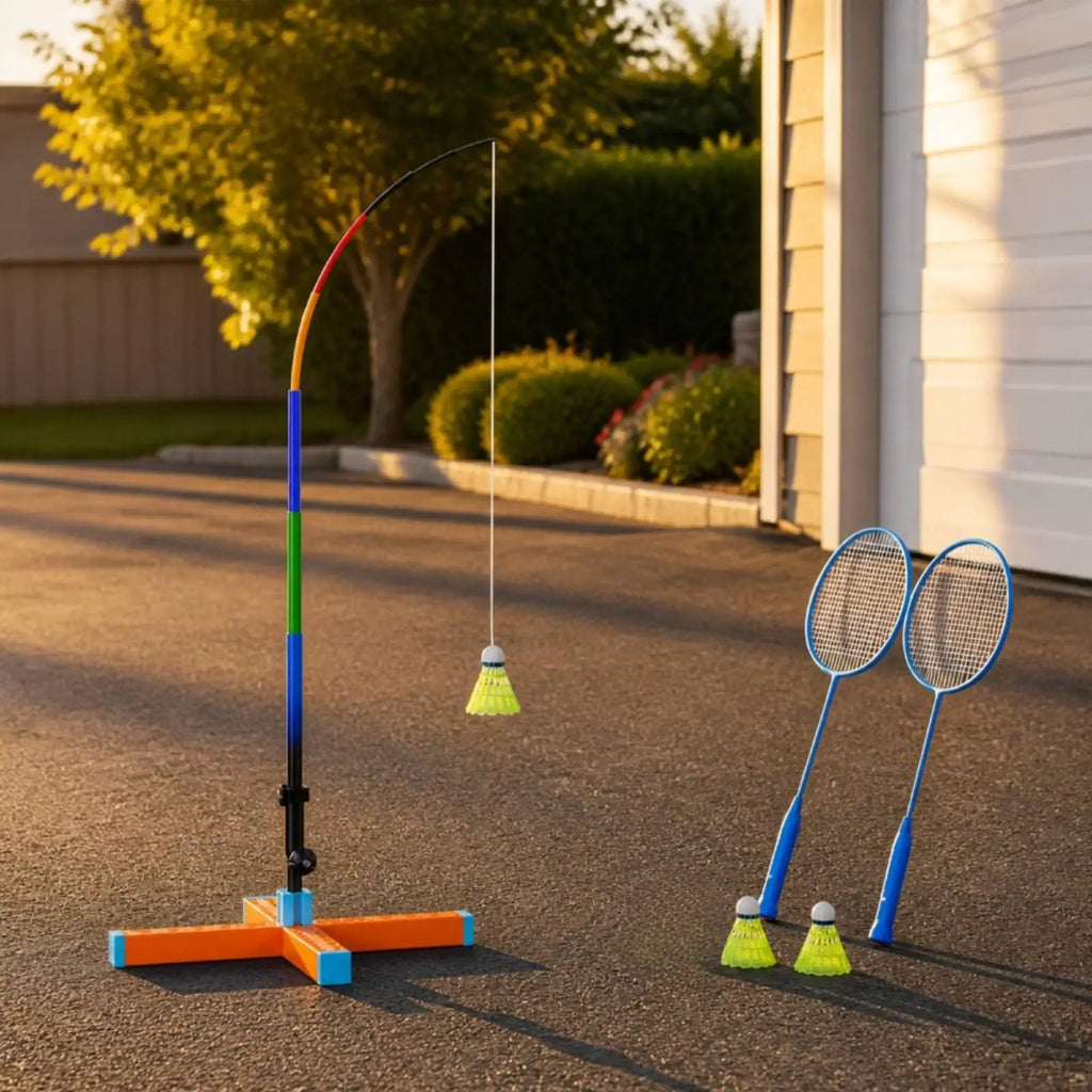 Badminton Solo Return Trainer – Water Base, Racket & Bag Badminton Training Set PLUSH