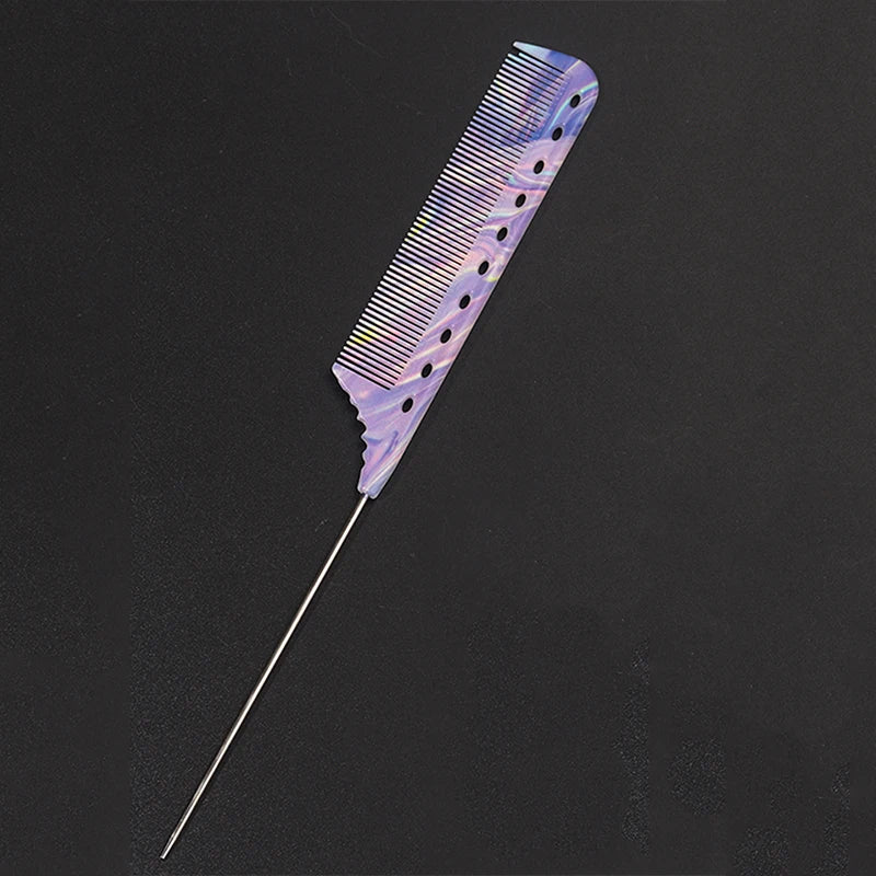 Steel Needle Tail Comb – Salon Pick Comb for Styling & Dyeing Hair Styling Comb PLUSH PURPLE