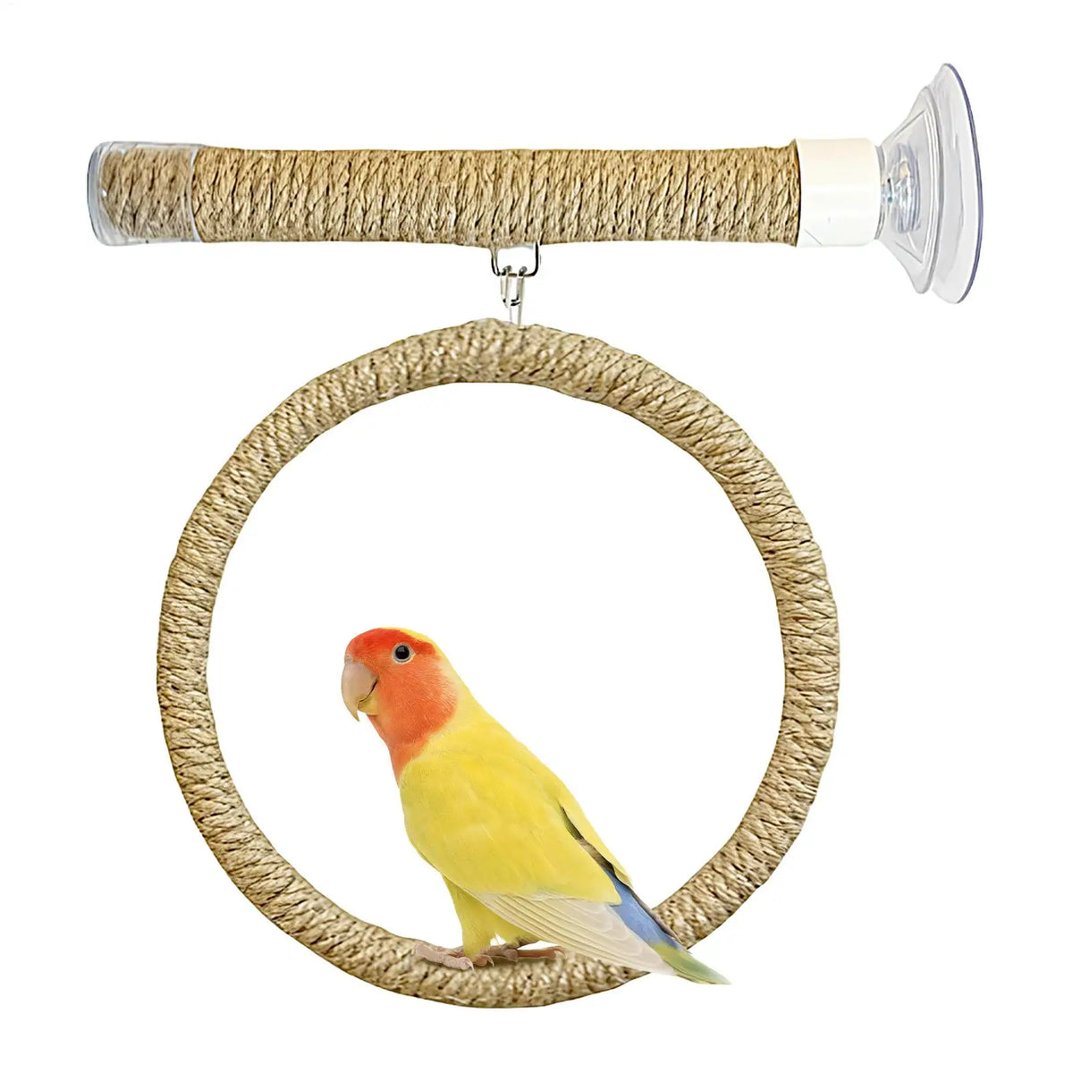Suction Cup Bird Swing Perch – Linen Rope Parrot Play Stand Bird Perch Toy PLUSH