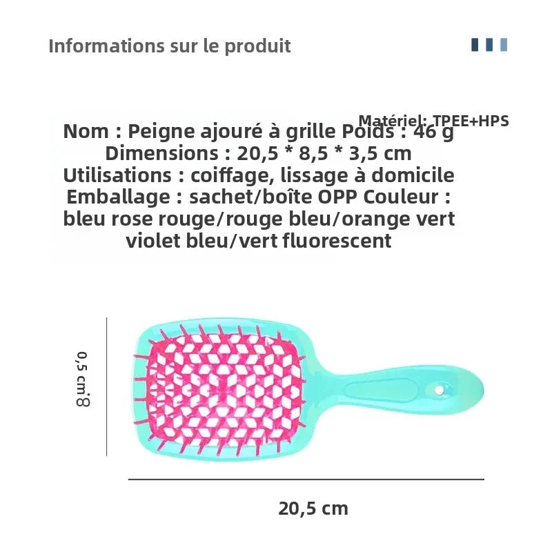 10/20pcs Hollow Out Detangling Hair Comb – Elastic Bristles Detangling Hair Comb PLUSH