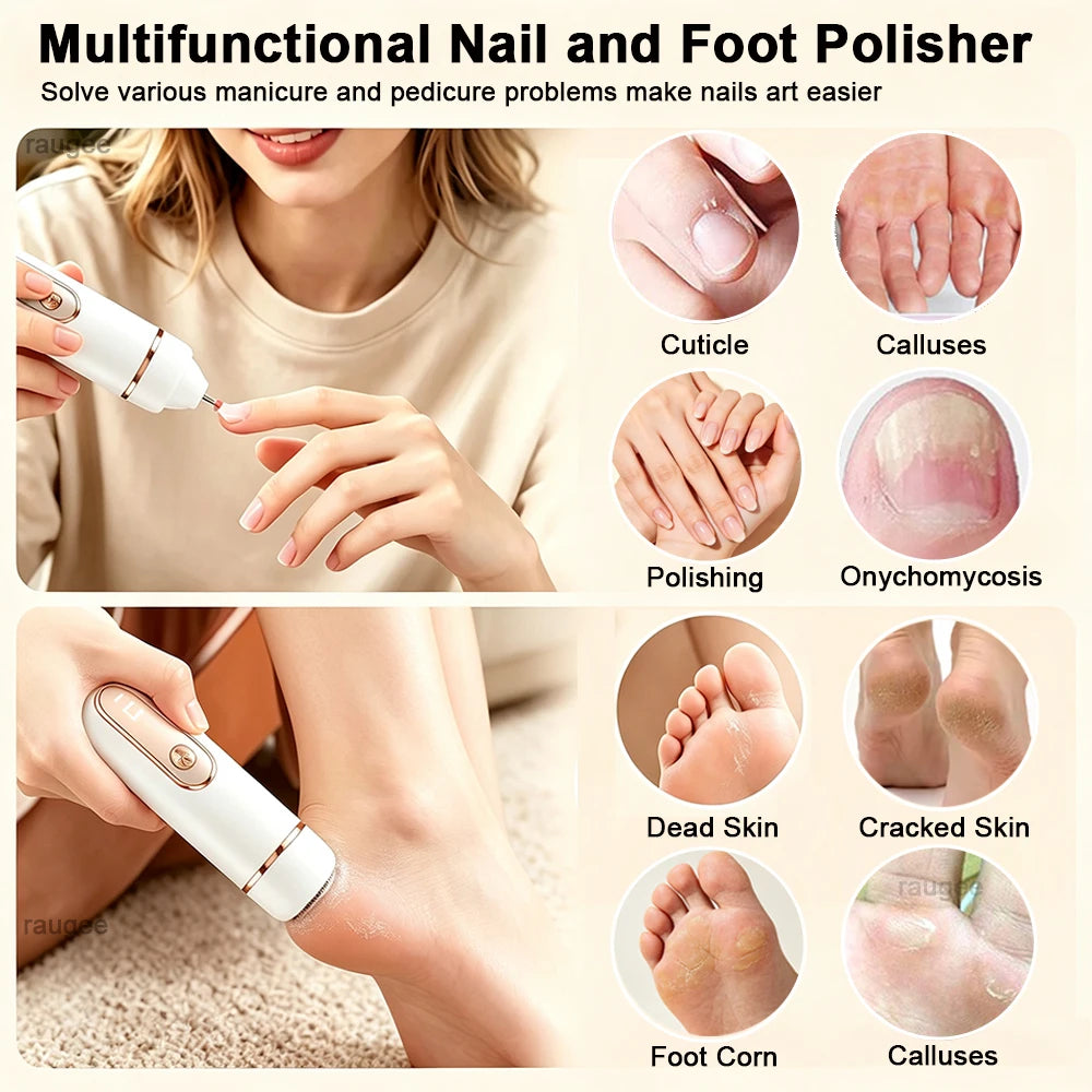 Electric Foot File & Nail Drill – USB Rechargeable Pedicure Tool Electric Pedicure Tool PLUSH