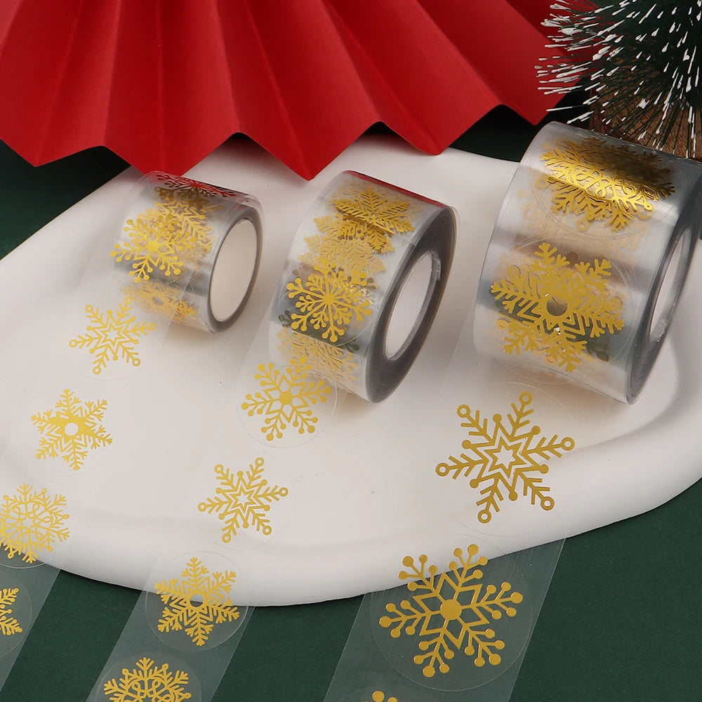 Gold Foil Christmas Snowflake Stickers – BOPP Gift Wrap Labels Decorative Sticker Labels PLUSH