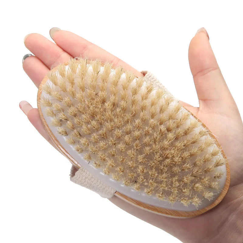 Wooden Bristle Bath Body Brush – Dry Brushing & Massage Bath Body Brush PLUSH