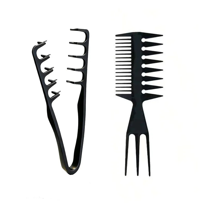 Salon Styling Comb Set – Shark Tooth Detangling Brush Hair Comb Set PLUSH 2pcs-B