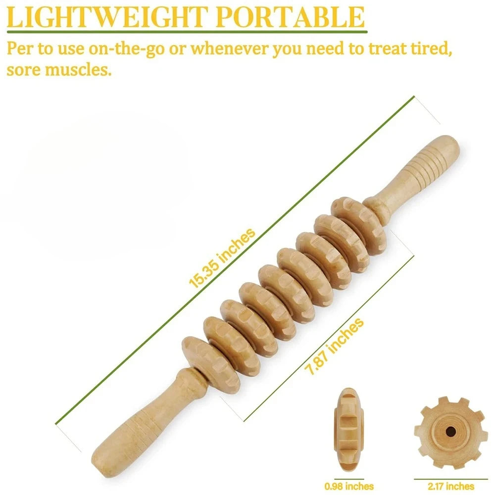 Wooden Massage Roller – 9 Rotating Rollers for Body Sculpting Massage Roller PLUSH