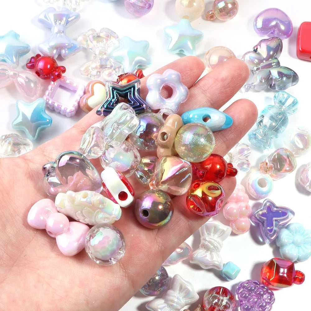 45g Mixed Acrylic Bow Beads – Colorful DIY Spacer Beads Acrylic Spacer Beads PLUSH