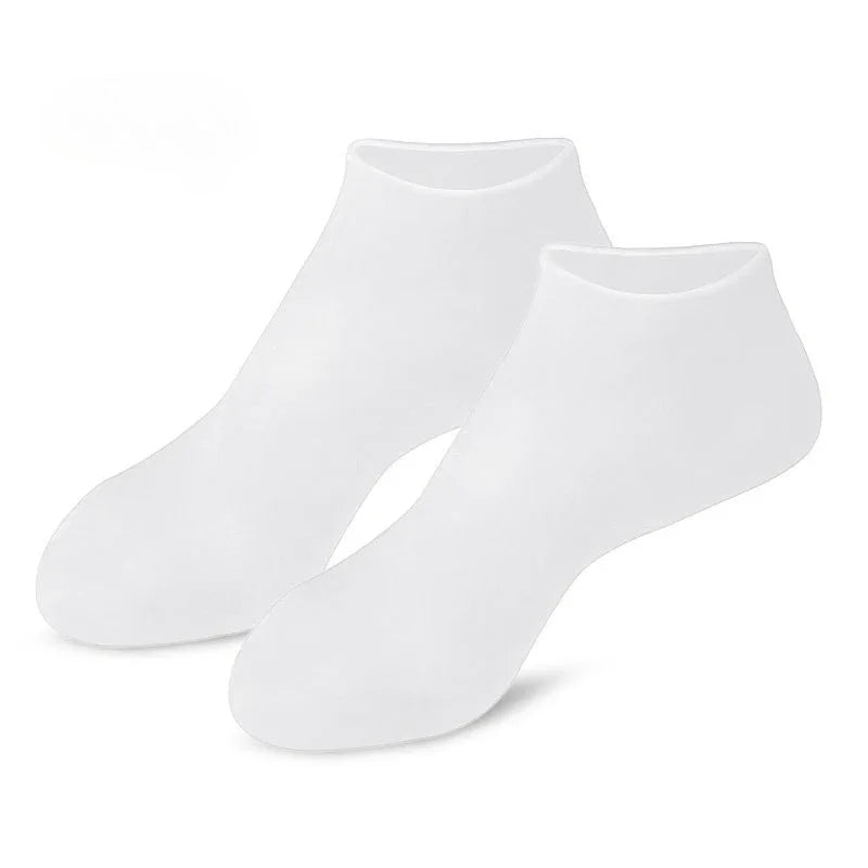 Silicone Moisturizing Foot Socks with Massage Nodules – 1 Pair Foot Care Socks PLUSH White