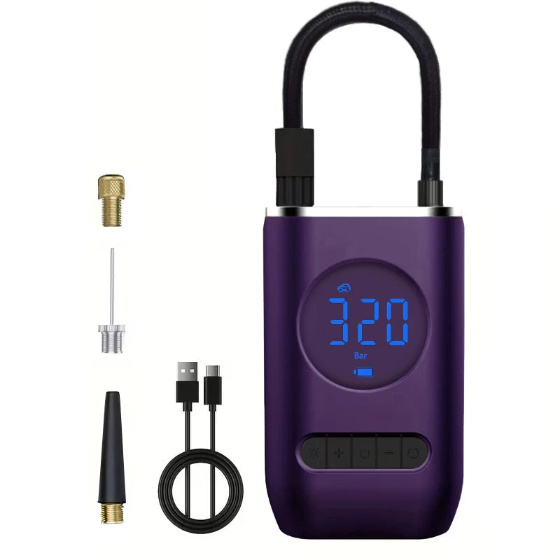 Wireless Portable Tire Inflator Air Compressor – Car & Bike Tire Inflator Pump PLUSH PURPLE