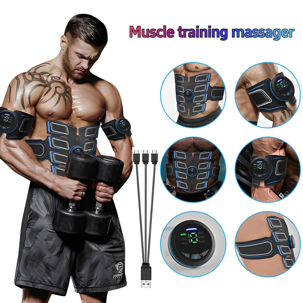 CAMMUO EMS Muscle Trainer Belt – 6 Modes Body Toning Device EMS Fitness Belt PLUSH
