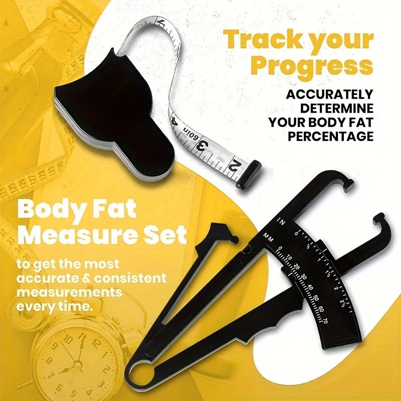 Body Fat Caliper & Waist Tape Measure Set – Fitness Tool Fitness Measuring Set PLUSH