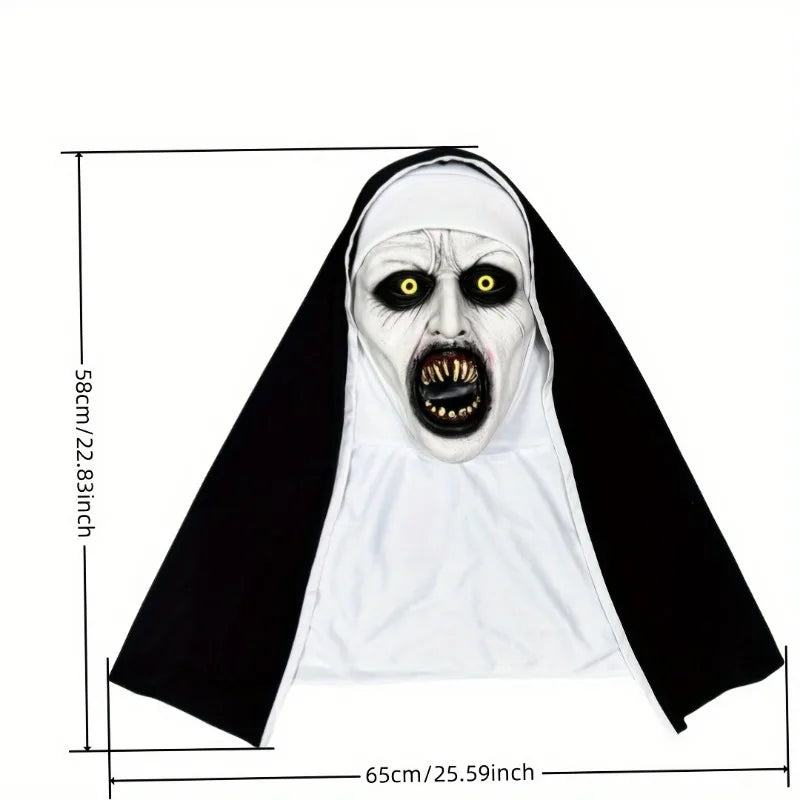 Frightening Nun Latex Mask – Halloween Horror Costume Halloween Costume Mask PLUSH