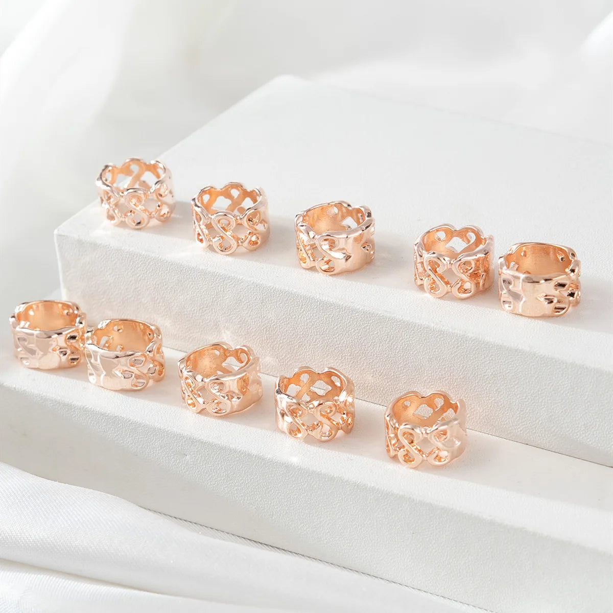 10pc Retro Gold Dreadlock Beads – Hair Braid Cuff Rings Hair Braid Beads PLUSH Rose gold 10pcs