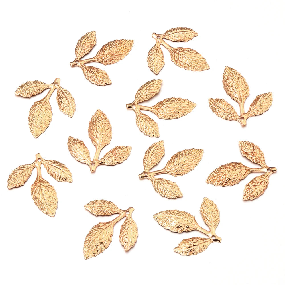 50pcs Vintage Iron Leaf Charms – DIY Jewelry Pendants Jewelry Charms PLUSH KC Gold