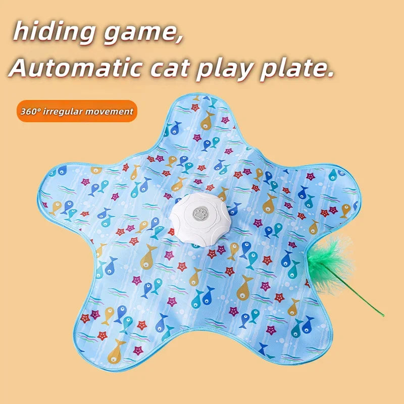 Interactive Hide & Seek Cat Toy – Motion Feather Kitten Teaser Interactive Cat Toy PLUSH Blue