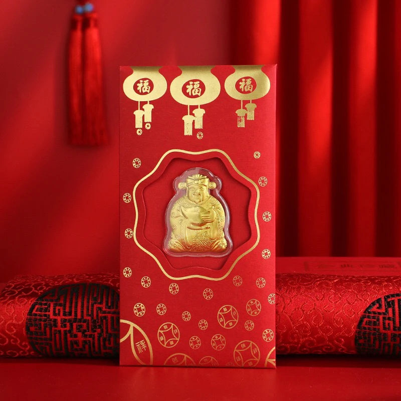 Gold Foil Red Envelope – God of Wealth Lucky New Year Gift Festive Red Envelope PLUSH