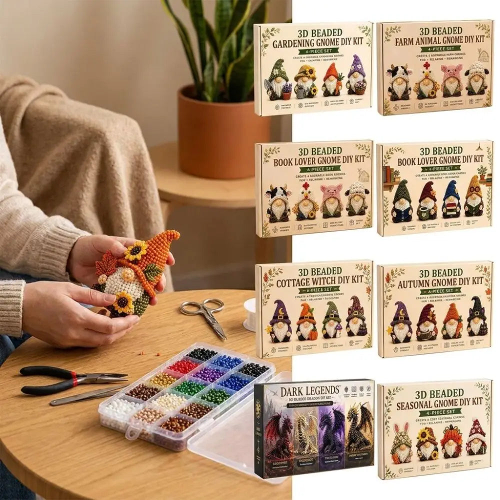 3D Beaded DIY Craft Kit – Gnome & Animal Ornaments DIY Bead Craft Kit PLUSH