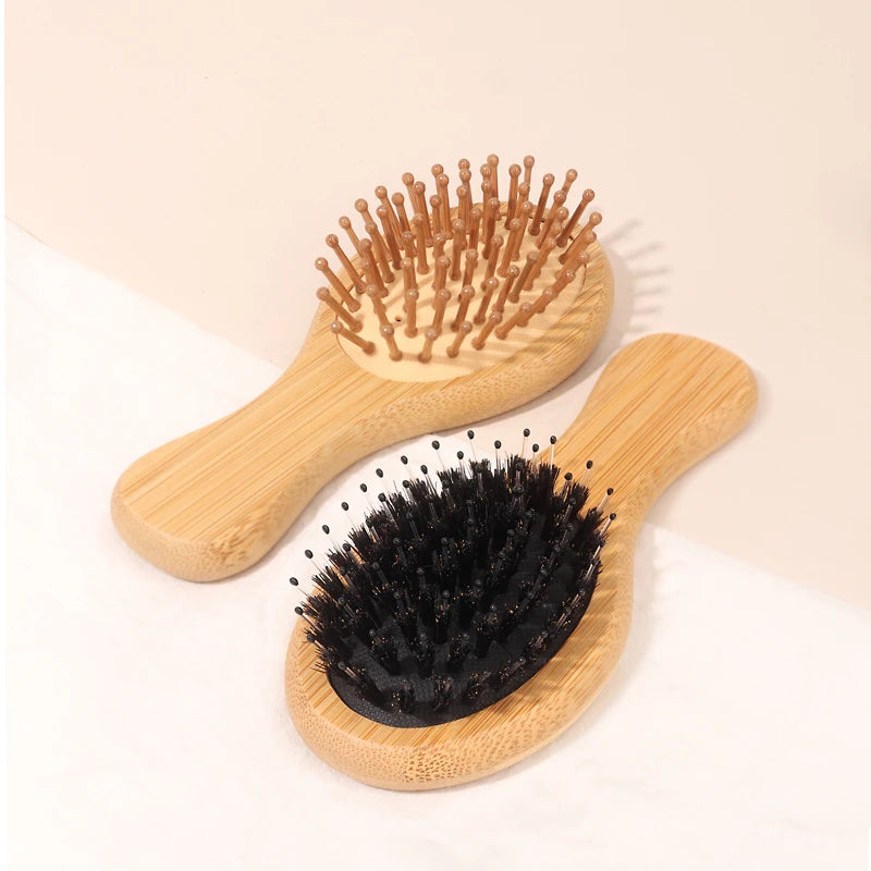 Bamboo Mini Air Cushion Hair Brush – Anti-Static Comb Air Cushion Hair Brush PLUSH