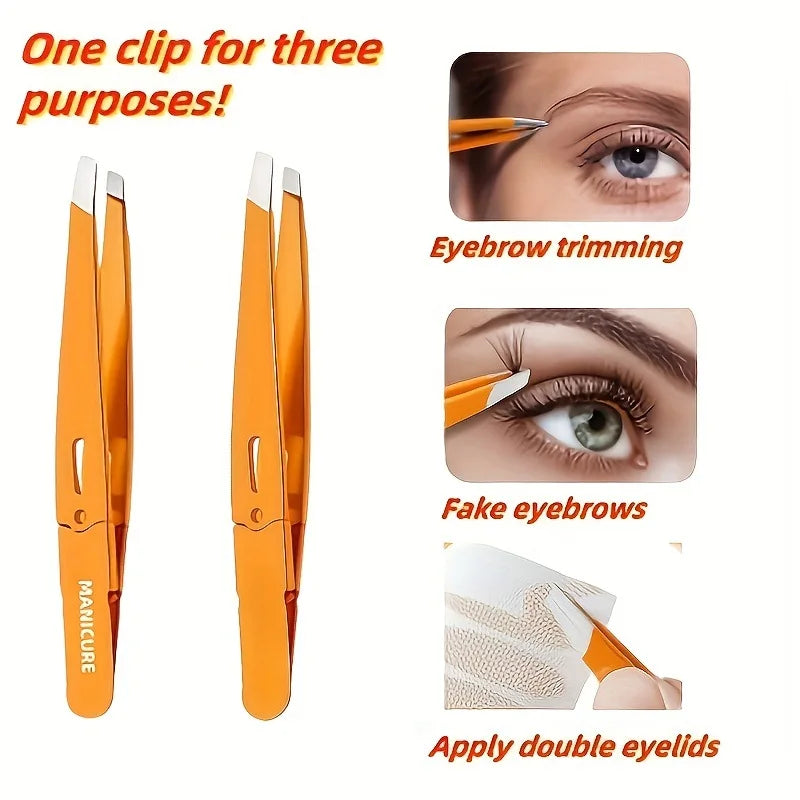 Slant Tip Stainless Steel Eyebrow Tweezer – Precision Makeup Tool Eyebrow Tweezer PLUSH