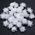 30pcs 3.5cm Organza Carnation Flowers for DIY Hair & Crafts Fabric Flower Embellishments PLUSH White