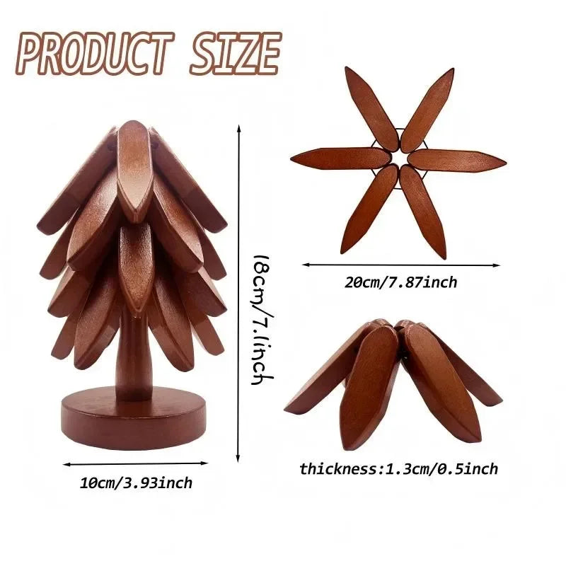 Foldable Bamboo Tree Table Mat – Eco Heat-Resistant Placemat Bamboo Table Mat PLUSH